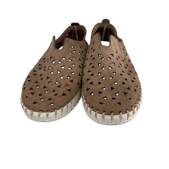 Eric Michael Womens Inez Leather Slip-On Shoes Safari Tan/Beige Perforated Size - Picture 8 of 8